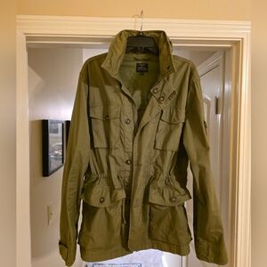 J. Crew Olive Military Field Jacket with Button & Zip Front